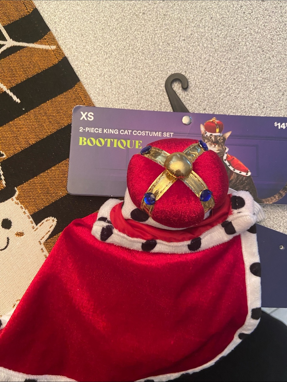 Bootique Red Velvet King Cat Cape and Crown Costume Set